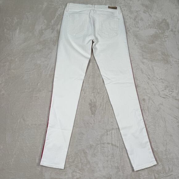 Polo Ralph Lauren The Tompkins Skinny White Jeans Tuxedo Red Stripe Size 27 - Picture 6 of 10
